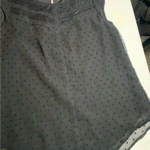 Candie's Black Swiss Dot A-Line Skirt with Lace Yoke